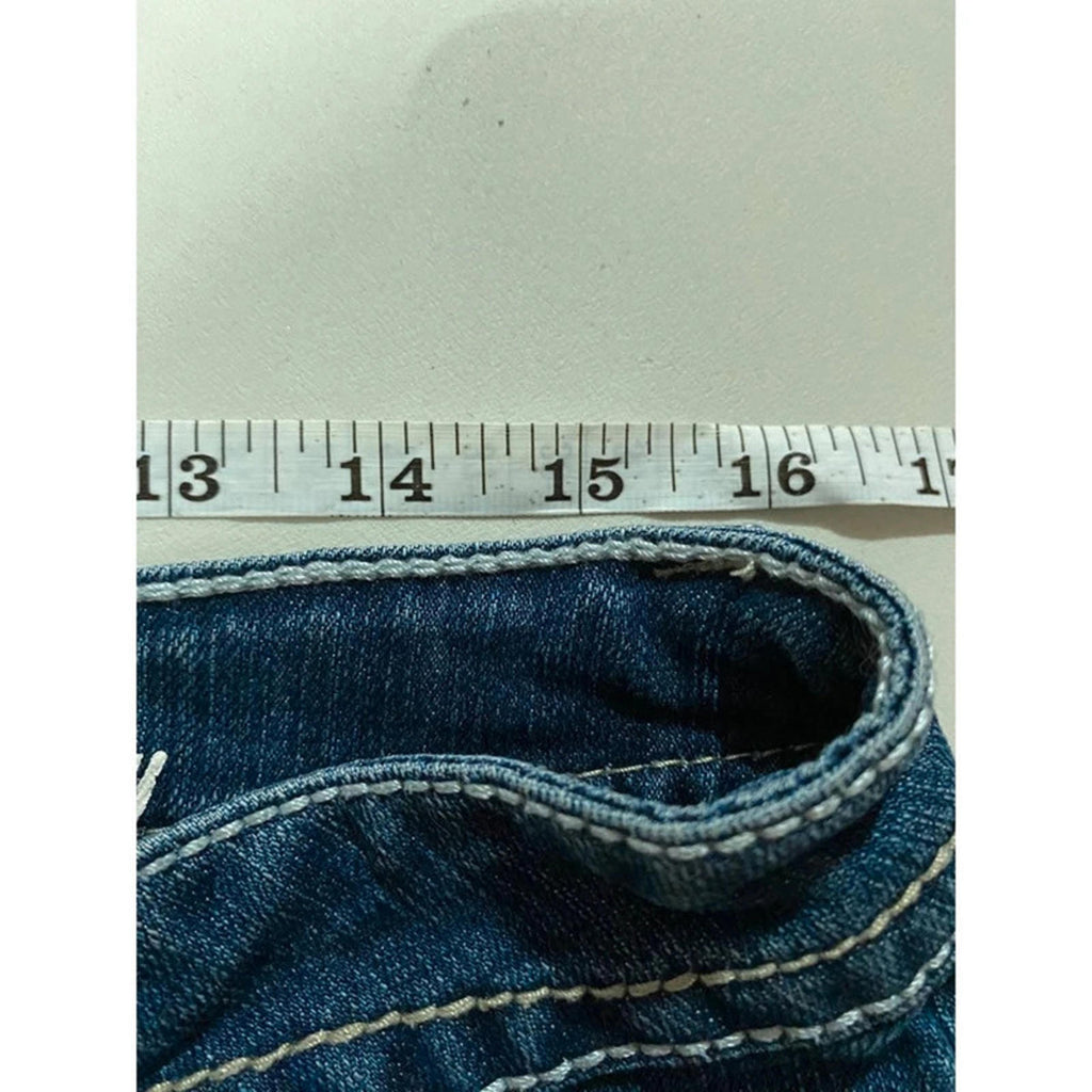 32 inch waist estimate size 14 uk - blue denim mini skirt vintage 2000s y2k