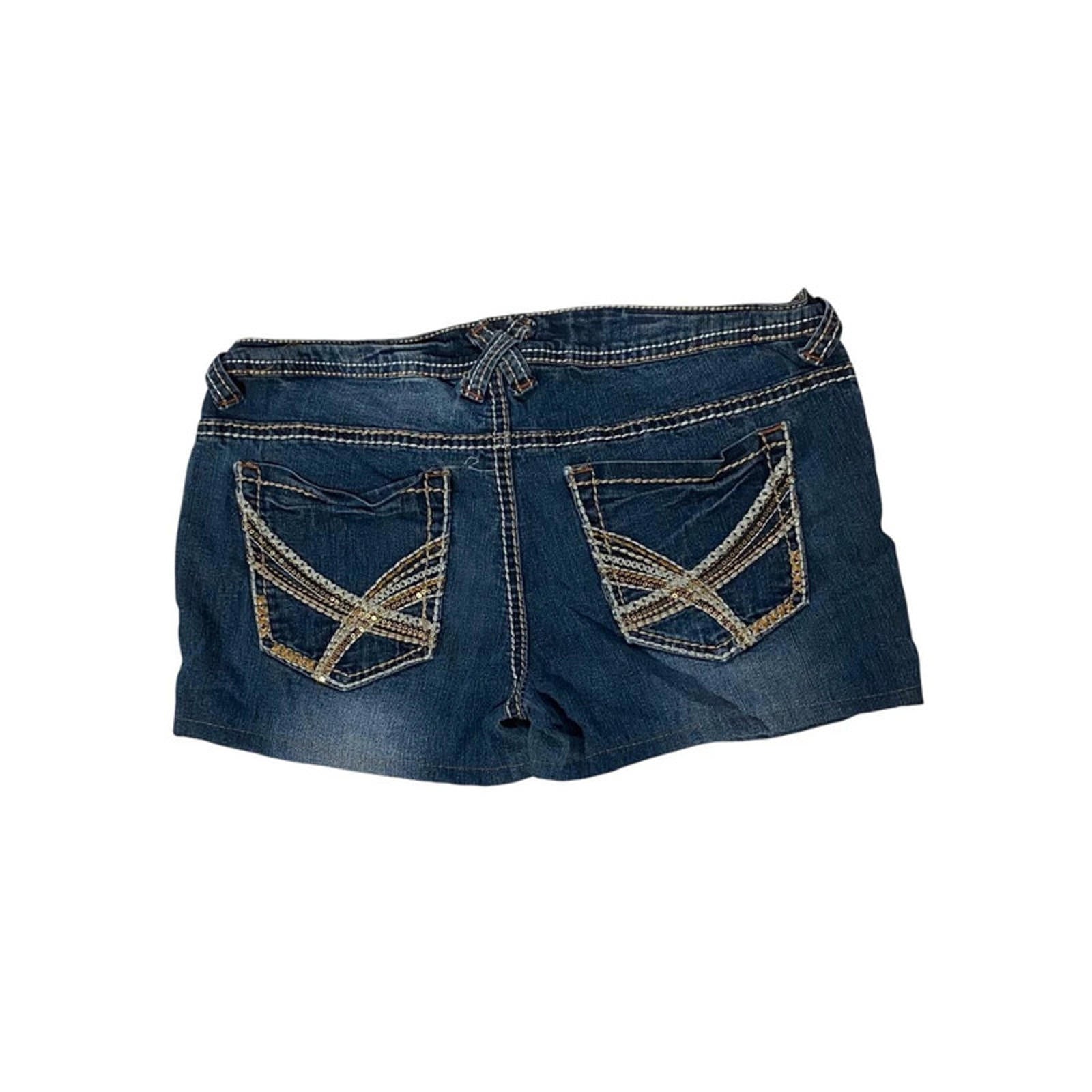 rue21 vintage denim shorts embellished - size 10 - waist 28 - y2k 2000s mcbling