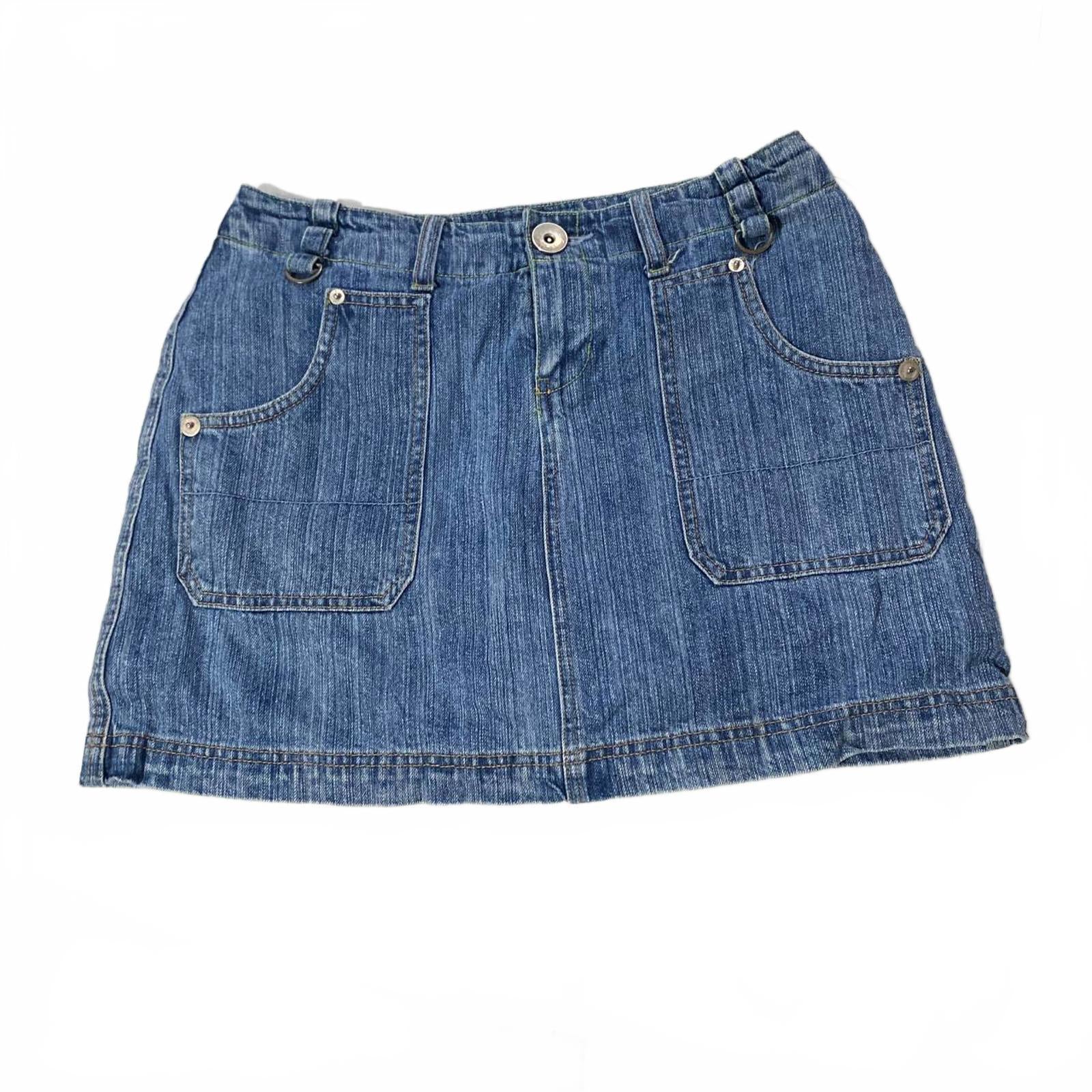 denim mini skirt  - vintage y2k mcbling 2000s - la blues size 12
