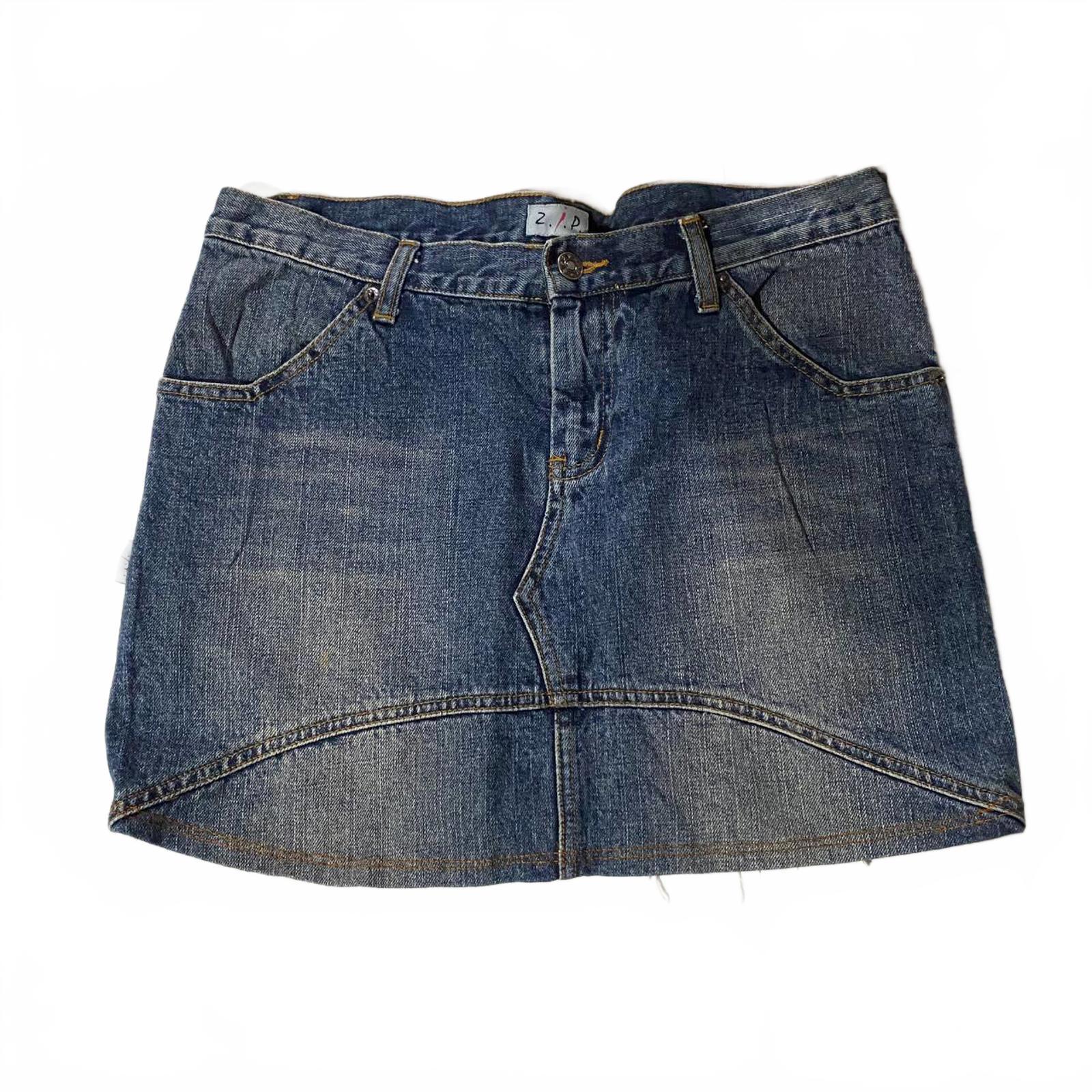 denim mini skirt  - vintage y2k mcbling 2000s - size 14
