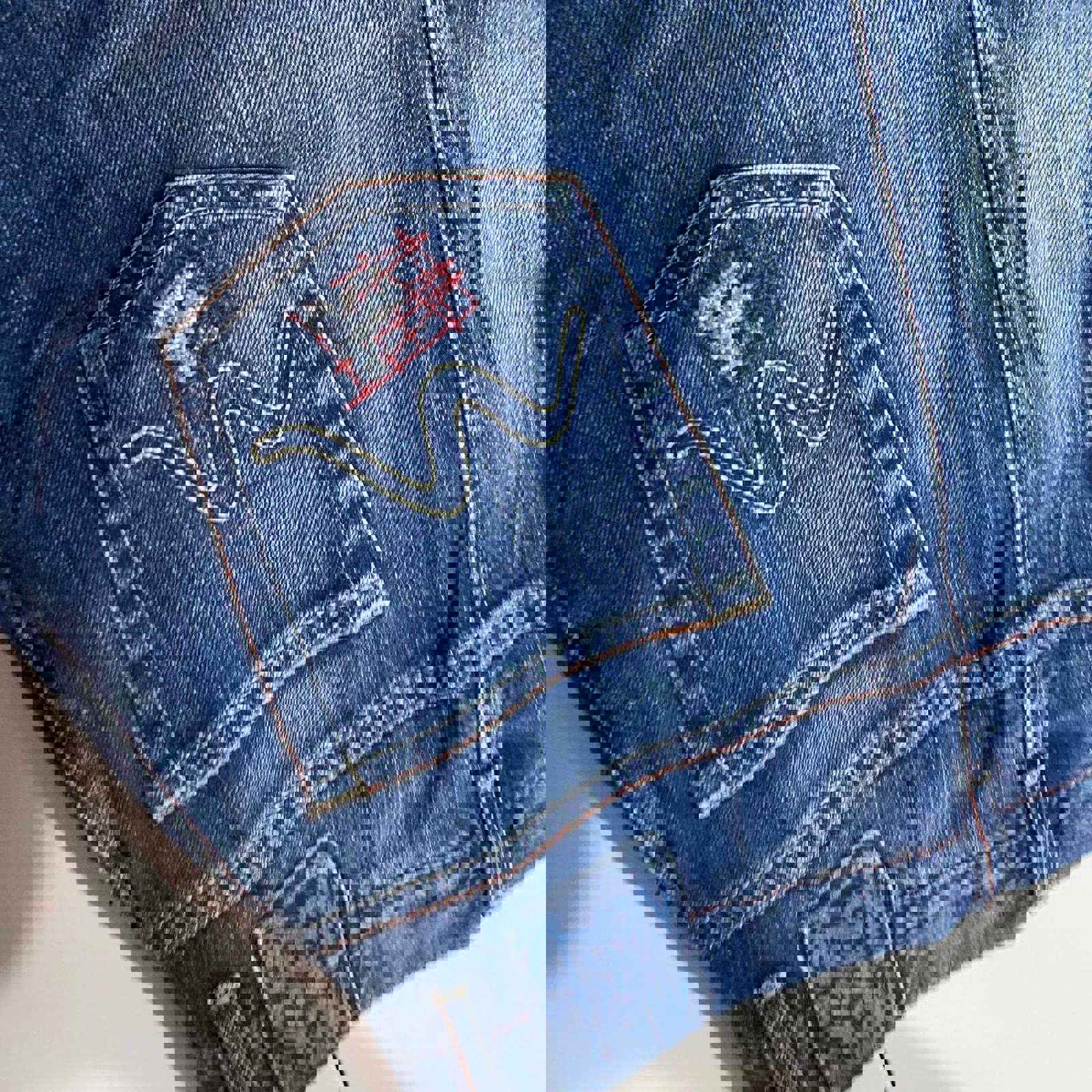 denim mini skirt  - vintage y2k mcbling 2000s - size 10 - paradise bird lounge