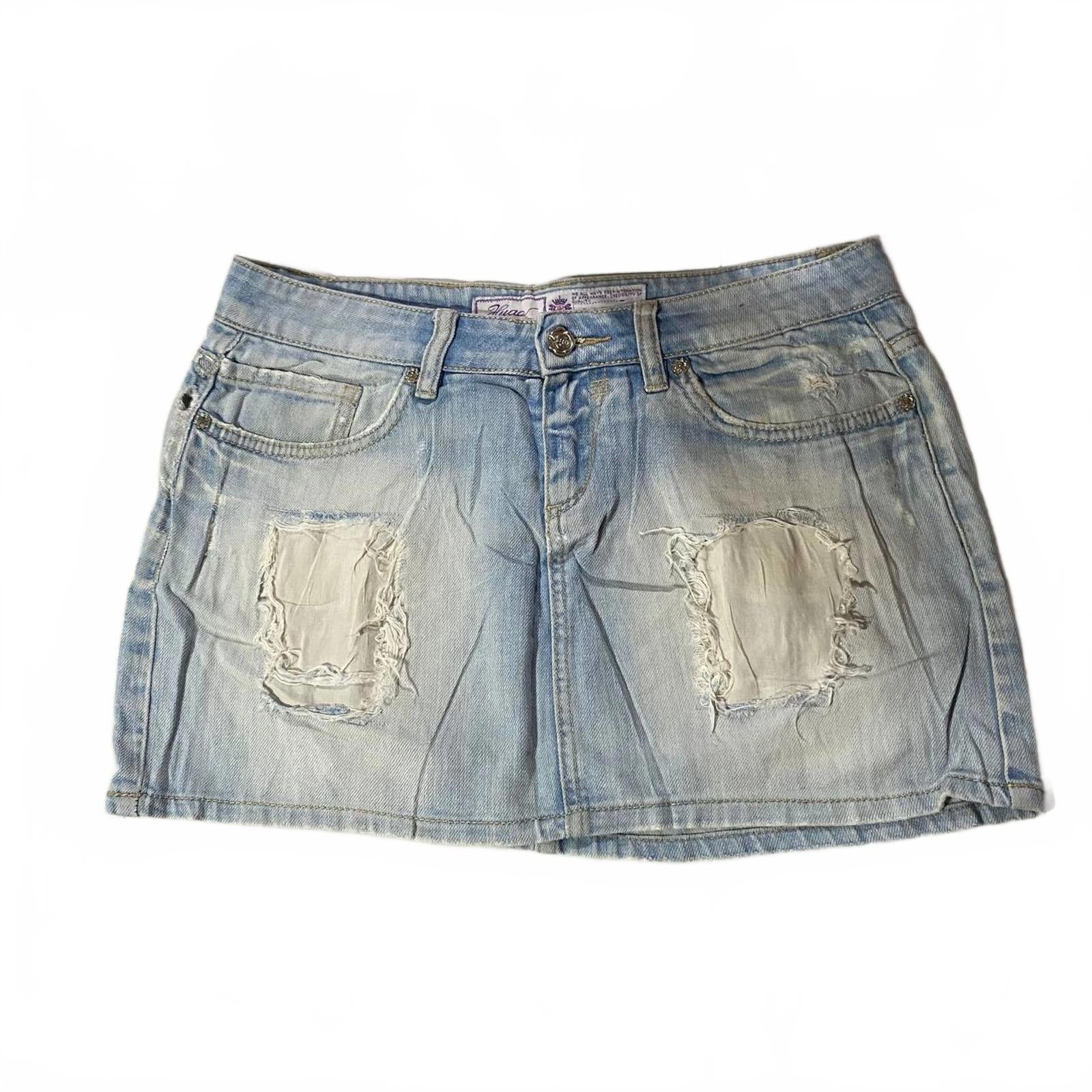 denim mini skirt  - vintage y2k mcbling 2000s - size 14