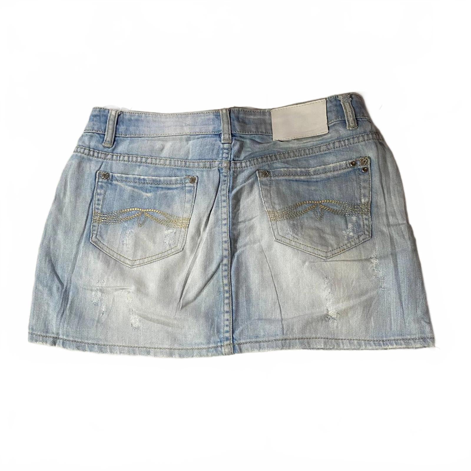 denim mini skirt  - vintage y2k mcbling 2000s - size 14