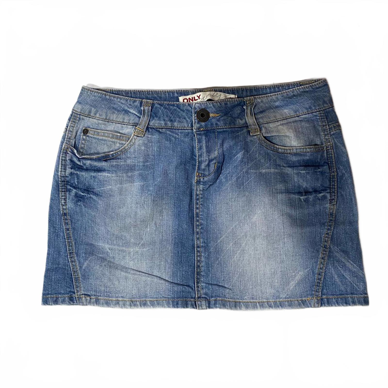 denim mini skirt  - vintage y2k mcbling 2000s - size 12