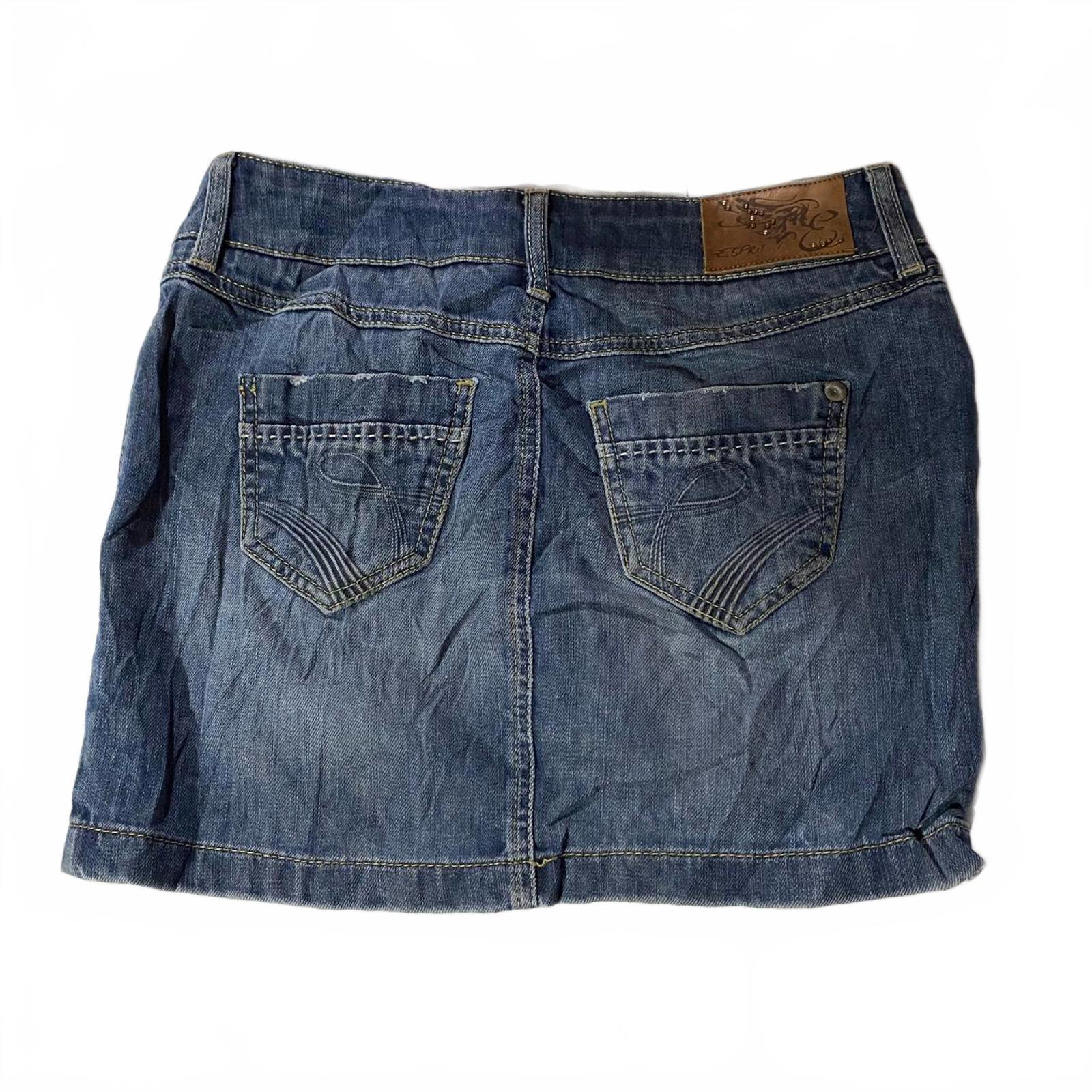 denim mini skirt  - vintage y2k mcbling 2000s - size 12 - espirit