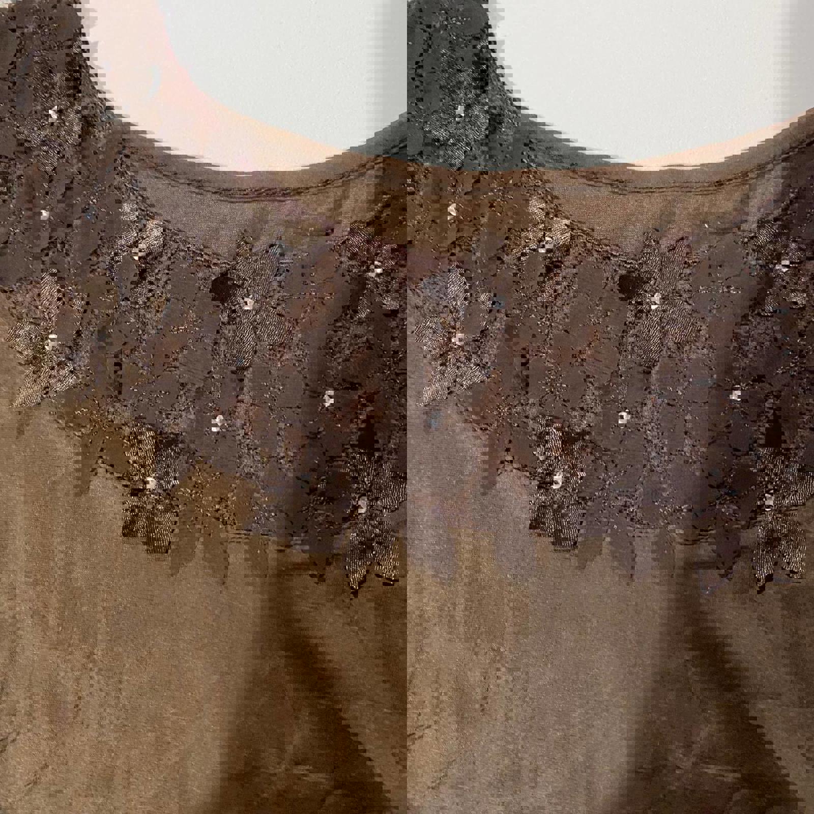 vintage cami top japanese y2k coquette fairycore size medium brown floral lace