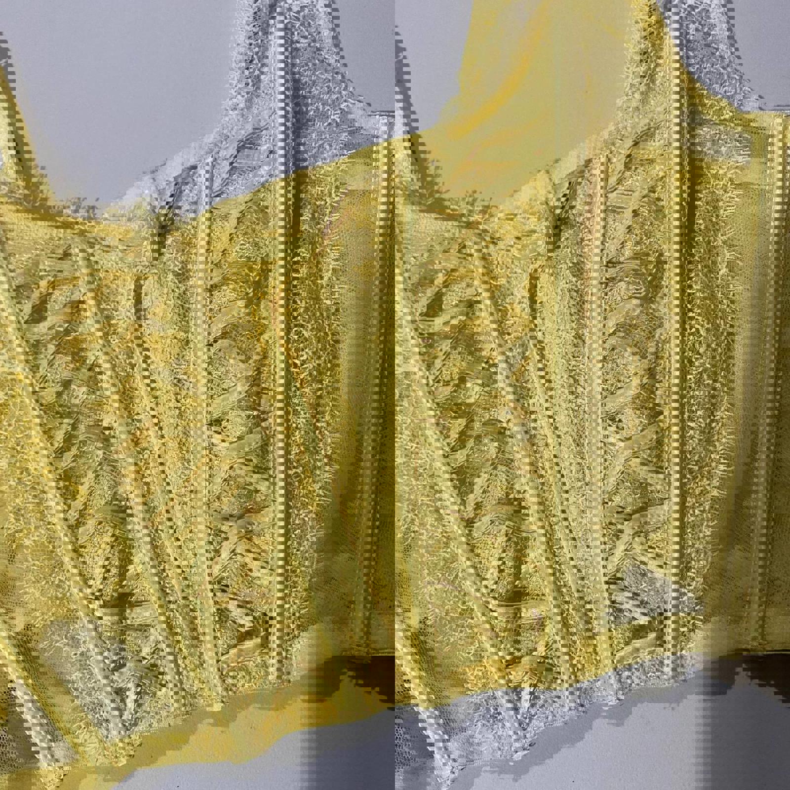 babydoll top vintage y2k 2000s mcbling large yellow corset summer spring vibes