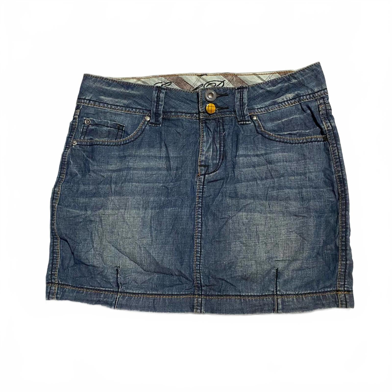 denim mini skirt  - vintage y2k mcbling 2000s - size 10