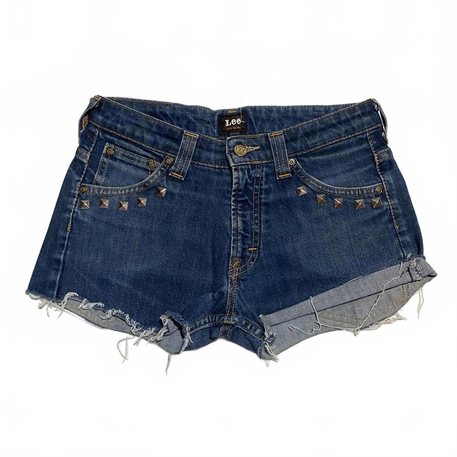 lee studded denim mini shorts  - vintage y2k mcbling 2000s - est size 10