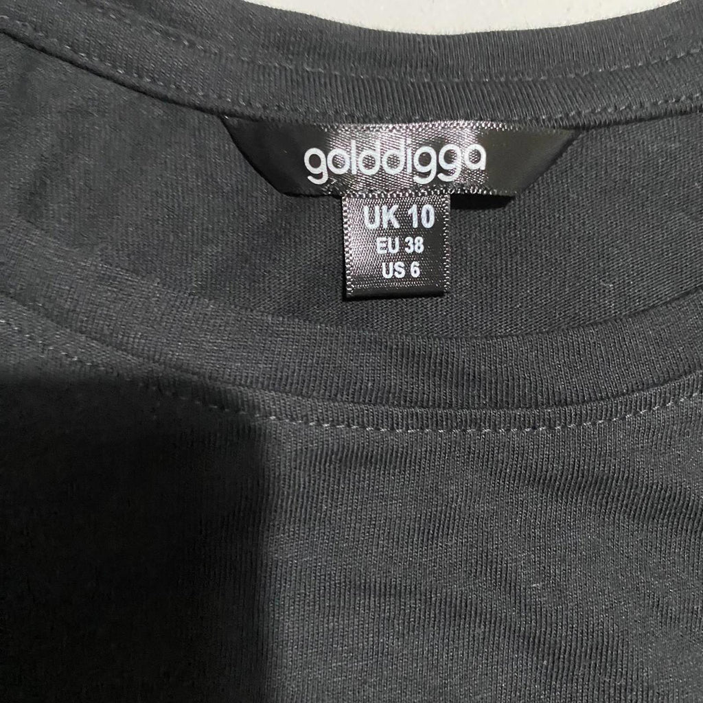 size 10 tank black gold golddigga forever couture mcbling y2k 2000s