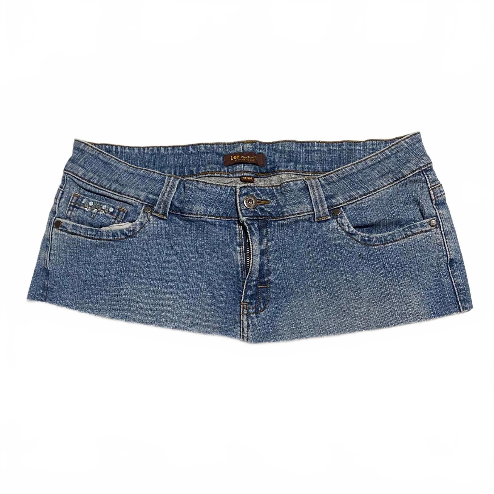 denim mini skirt  - vintage y2k mcbling 2000s - size 20 estimated
