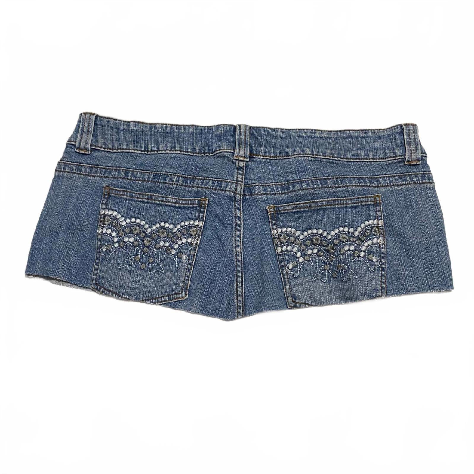 denim mini skirt  - vintage y2k mcbling 2000s - size 20 estimated
