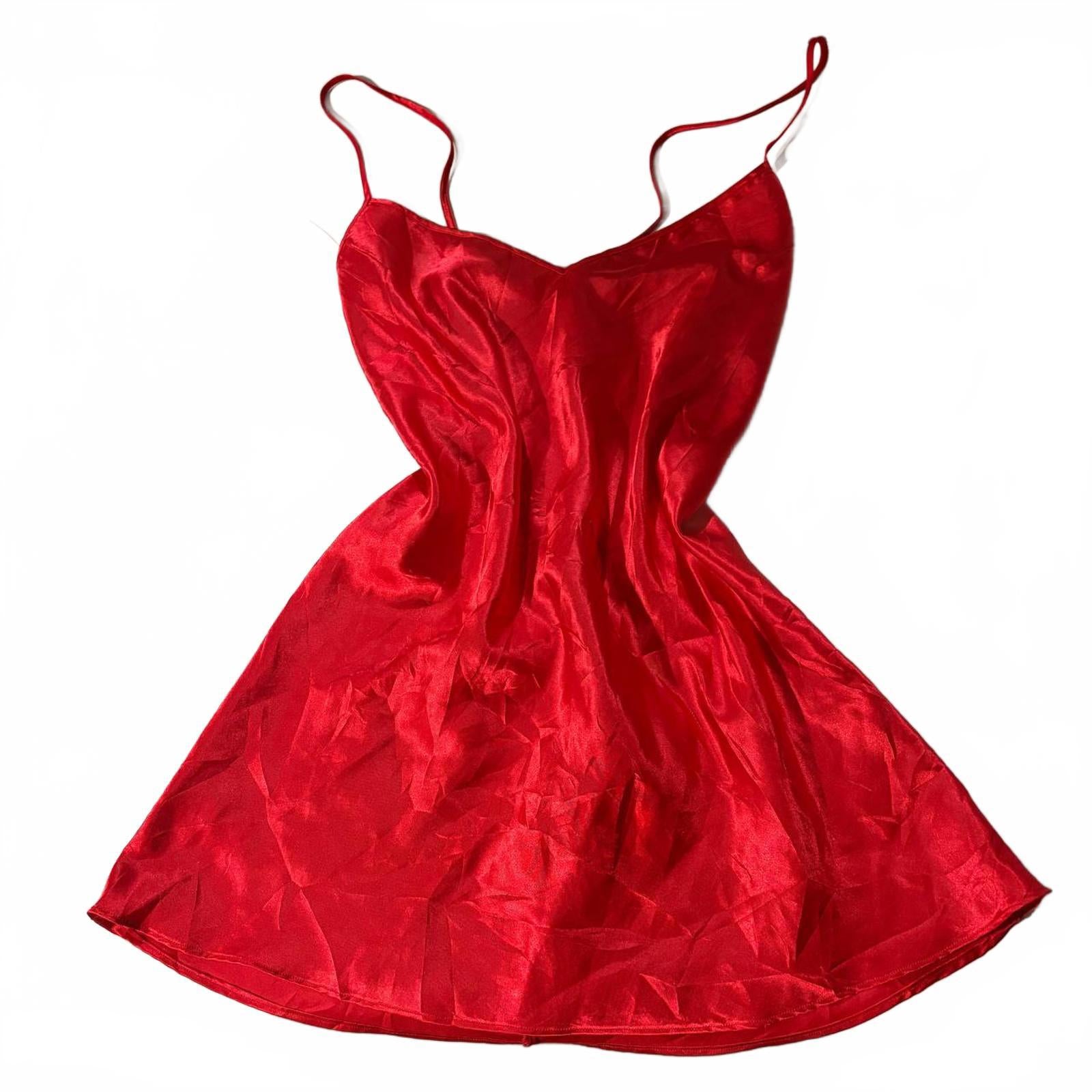 babydoll top vintage y2k 2000s mcbling silky red small valentines