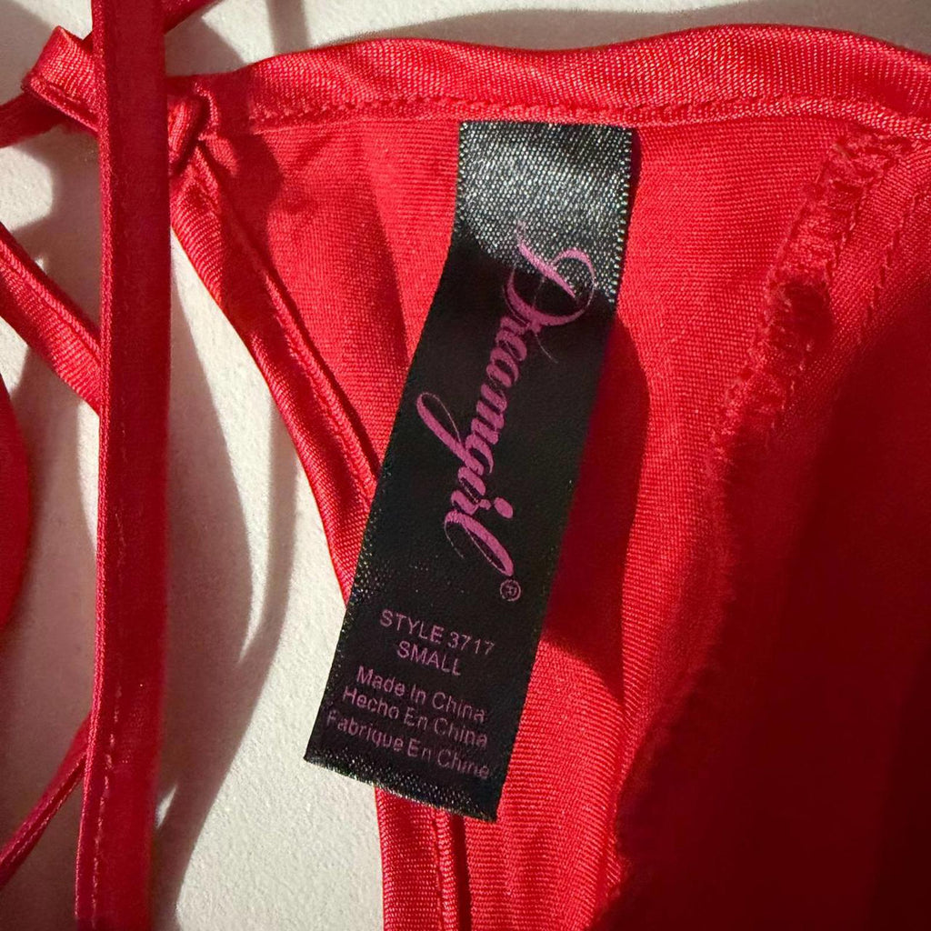 babydoll top vintage y2k 2000s mcbling silky red small valentines