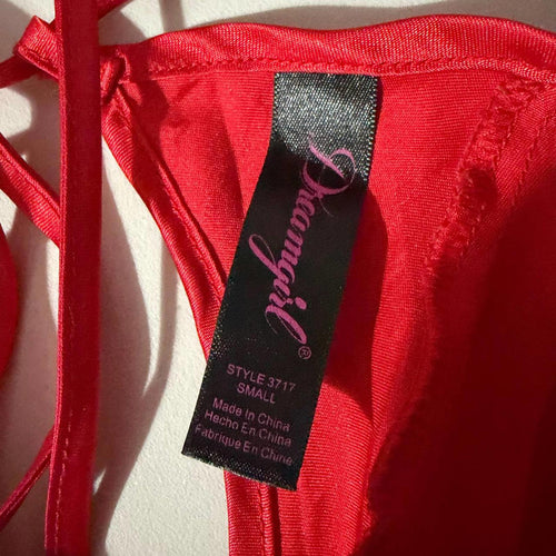 babydoll top vintage y2k 2000s mcbling silky red small valentines