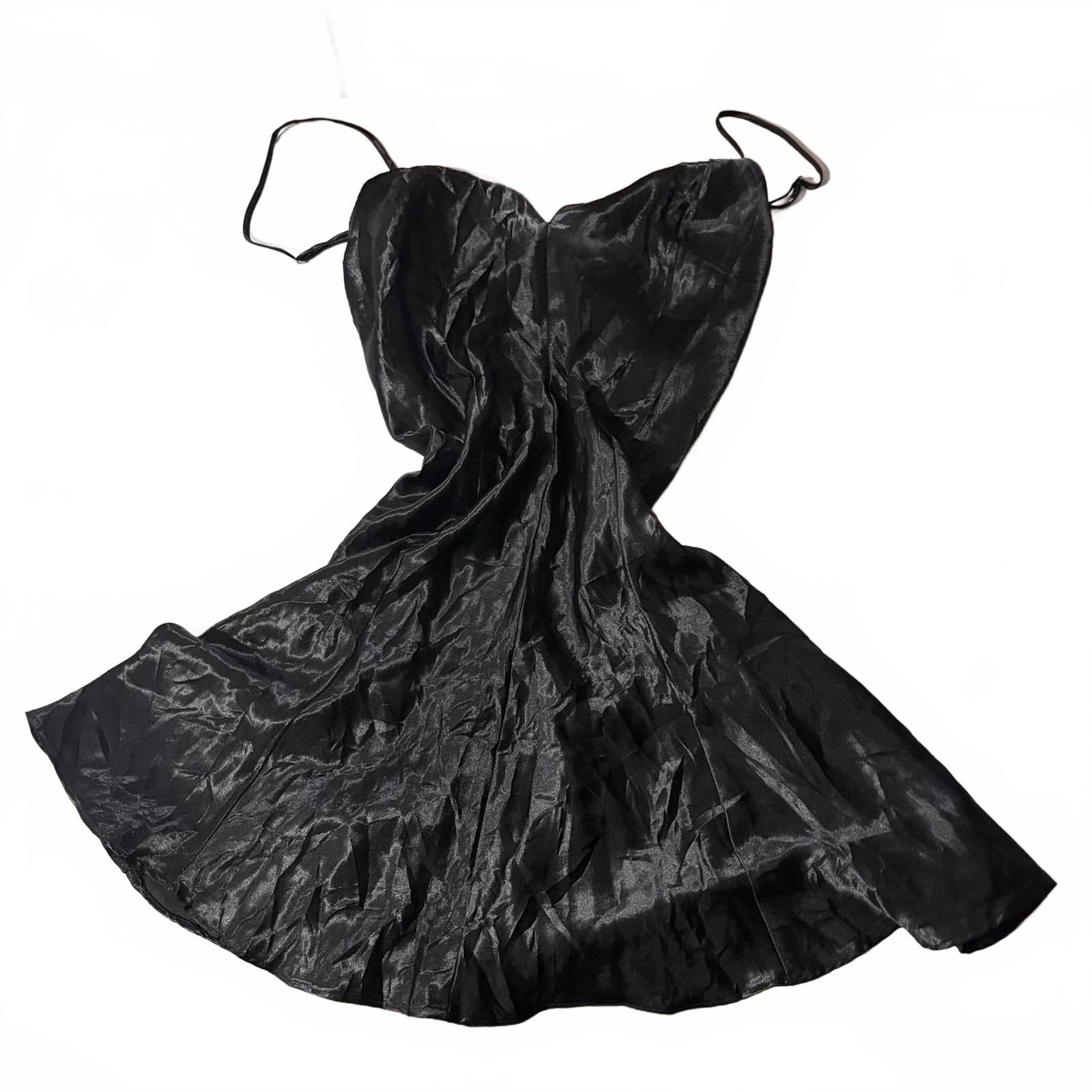 babydoll top vintage y2k 2000s mcbling silky black medium goth emo