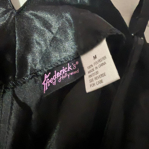 babydoll top vintage y2k 2000s mcbling silky black medium goth emo