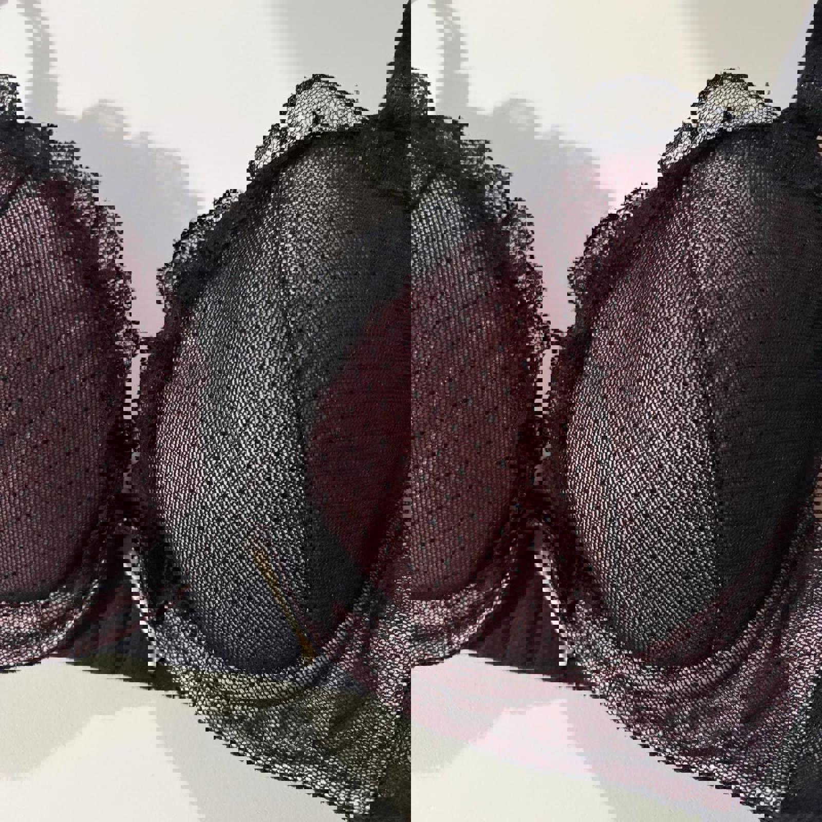 vintage y2k 2000s bra size d70-75 / 32d - 34d - black purple lace