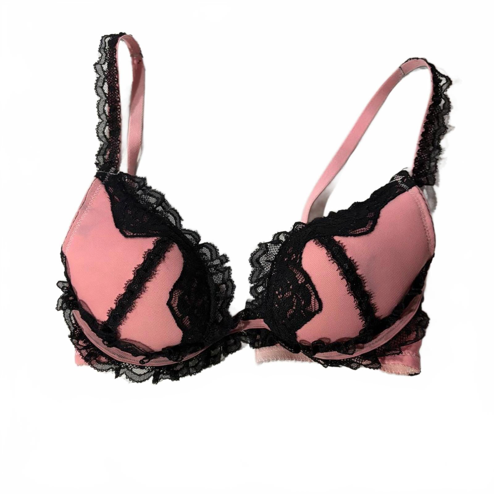 pink lace vintage y2k 2000s bra size