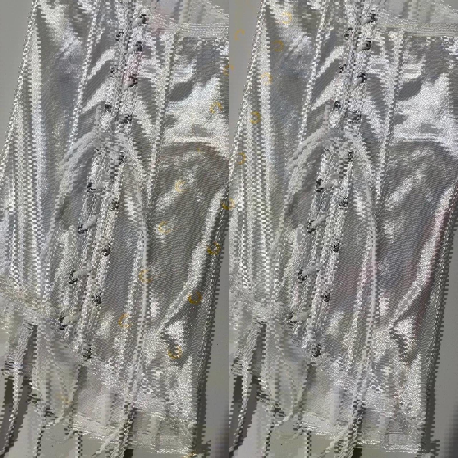 seven til midnight white silky corset lace up size small angel doll coquette