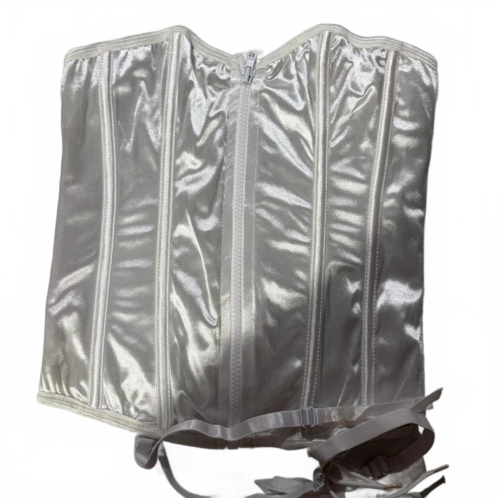 seven til midnight white silky corset lace up size small angel doll coquette