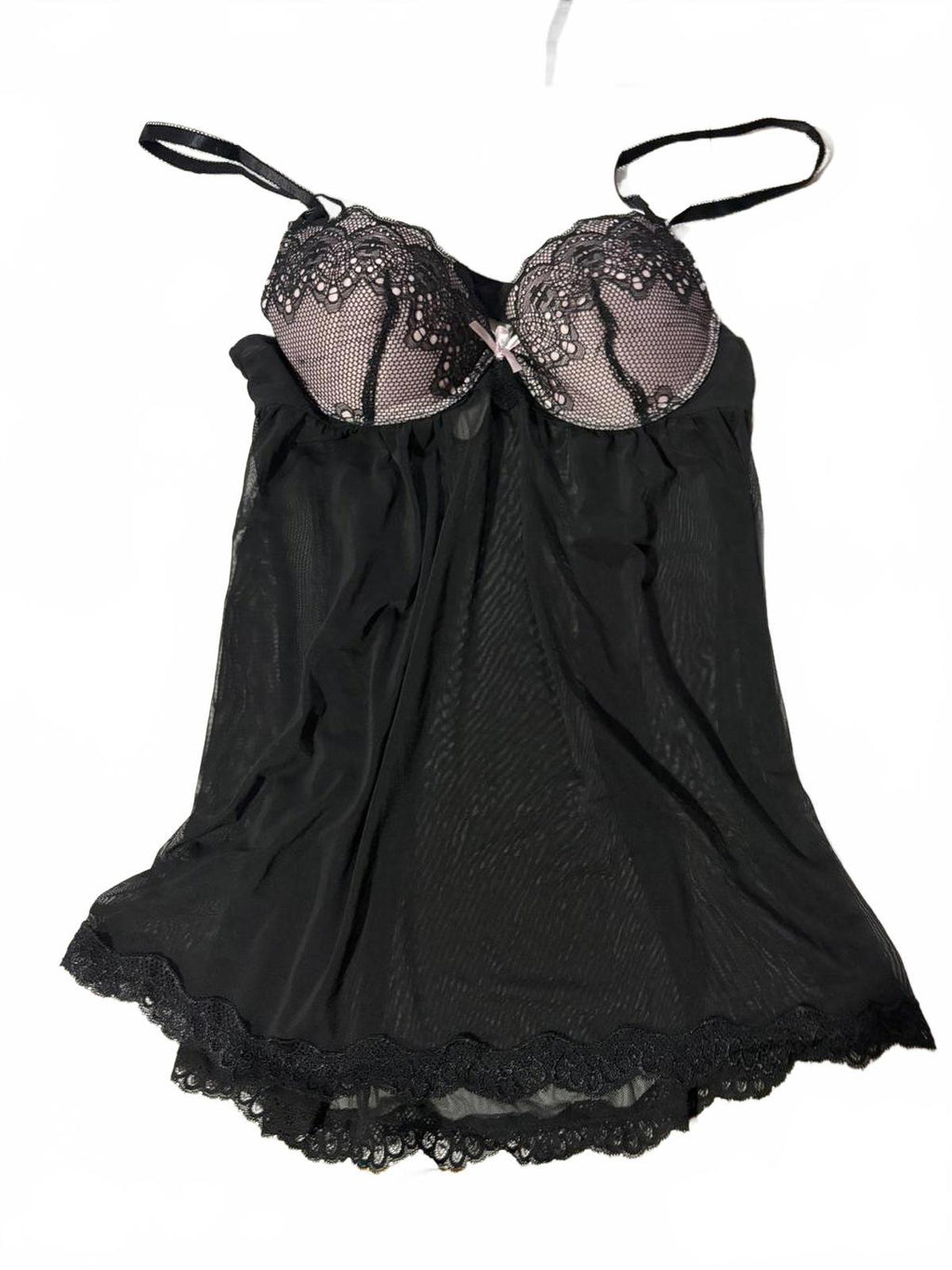 large pink black fairy babydoll top vintage y2k 2000s mcbling