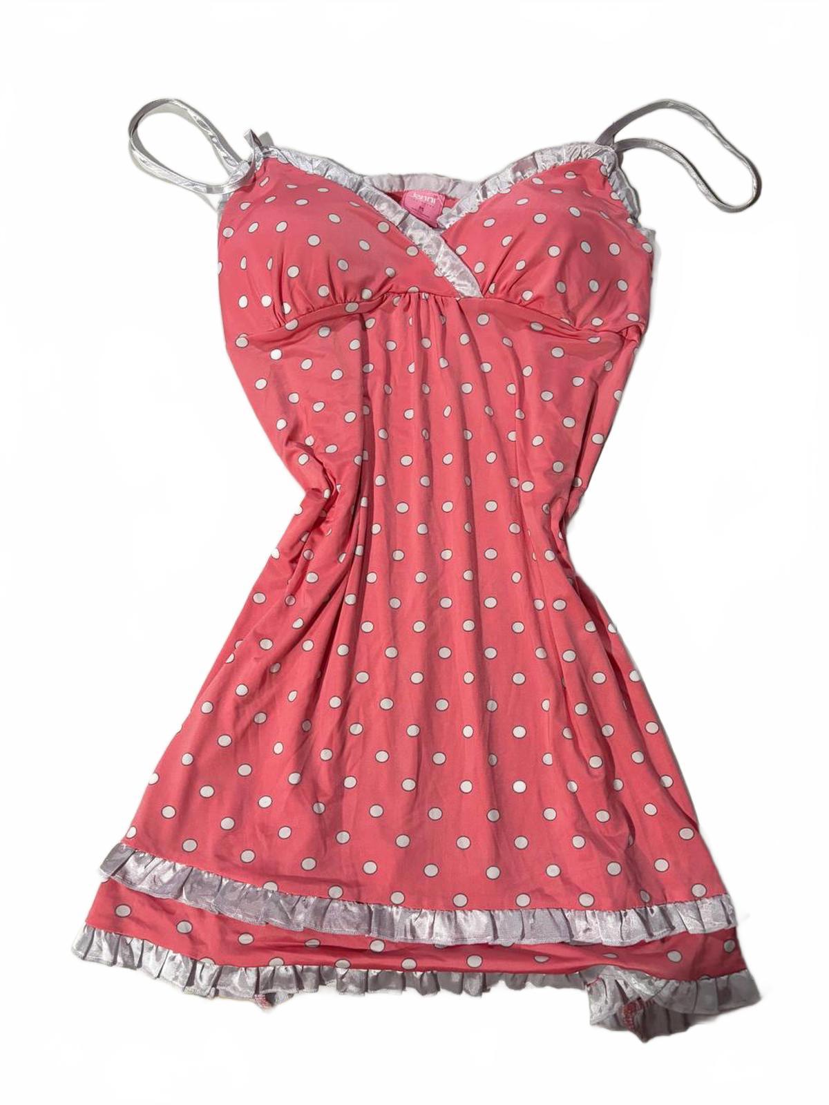 jenni m babydoll top vintage y2k 2000s mcbling pink polka dot coquette doll